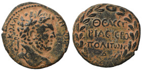 SYRIA, Cyrrhestica. Hierapolis. Caracalla, 198-217. (bronze, 8.16 g, 26 mm). Laureate bust right. Rev. ΘEAC CV/PIAC IEPO/ΠOΛEITΩN/ Δ in four lines wit...
