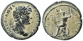 Hadrian, 117-138. As (bronze, 8.30 g, 23 mm), Rome, for circulation in the East. HADRIANVS AVGVSTVS Laureate, draped and cuirassed bust to right. Rev....