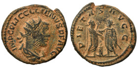 Gallienus, 253-268. Antoninianus (bronze, 4.13 g, 21 mm), Samosata. IMP C P LIC GALLIENVS P F AVG Radiate, draped and cuirassed bust to right. Rev. PI...
