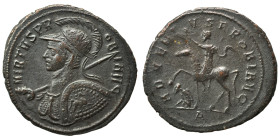 Probus, 276-282. Antoninianus (billon, 3.54 g, 23 mm), Cyzicus. VIRTVS PR OBI AVG Radiate, helmeted and cuirassed bust left, holding spear over should...