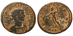 Diocletian, 284-305. Antoninianus (bronze, 3.77 g, 22 mm), Ticinum. IMP C C VAL DIOCLETIANVS P F AVG Radiate and cuirassed bust of Diocletian to right...