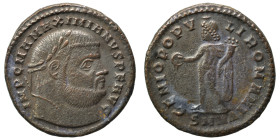 Maximianus, first reign, 286-305. Follis (bronze, 9.08 g, 27 mm), Nicomedia. IMP C M A MAXIMIANVS P F AVG Laureate head of Maximianus to right. Rev. G...
