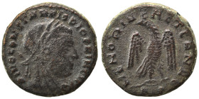Divus Constantius I, died 306. Quarter Follis (bronze, 2.61 g, 14 mm), Rome, struck under Constantine I. DIVO CONSTANTIO PIO PRINC Laureate and veiled...