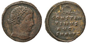 Constantine I, 307/310-337. Follis (bronze, 2.26 g, 18 mm), Antioch. Laureate head of Constantine I to right. Rev. CONSTAN/TINVS / AVG in three lines;...