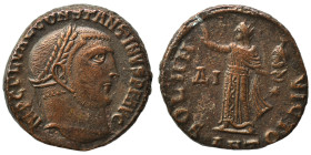 Constantine I, 307/310-337. Follis (bronze, 5.43 g, 19 mm), Antioch. IMP C FL VAL CONSTANTINVS P F AVG Laureate head of Constantine I to right. Rev. S...