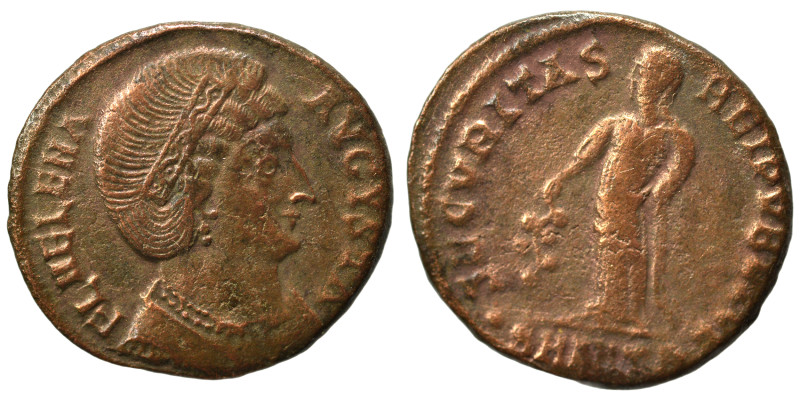 Helena, Augusta, 324-335. Follis (bronze, 2.82 g, 19 mm). Antioch. FL HELENA AVG...