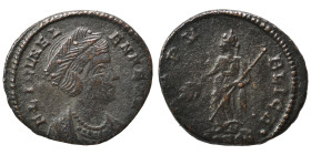 Helena, Augusta, 324-335. Ae (bronze, 1.53 g, 16 mm). FL IVL HELENAE AVG Diademed and draped bust of Helena to right. Rev. PAX PV-BLICA Pax standing f...