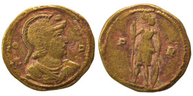 Commemorative Series, struck under Constantius II and Constans. Nummus (bronze, 1.83 g, 17 mm), Rome, 348. RO-MA Helmeted and draped bust of Roma righ...