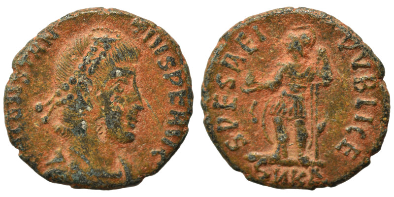 Constantius II, 348-351. Ae (bronze, 1.68 g, 15 mm), Cyzicus. D N CONSTAN-TIVS P...