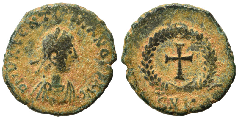 Valentinian III, 425-455. Ae (bronze, 1.15 g, 13 mm), Cyzicus. D N VALENTINIANO ...