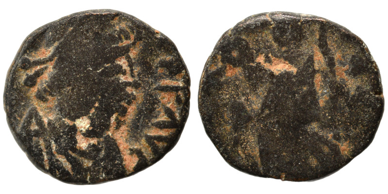 Uncertain, circa 5th centuries AD. Ae (bronze, 1.13 g, 11 mm). Diademed, draped,...