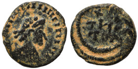 Barbaric imitation of Roman follis, circa 5th centuries AD. Ae (bronze, 0.86 g, 12 mm). Diademed, draped, and cuirassed bust right. Rev. Victory advan...