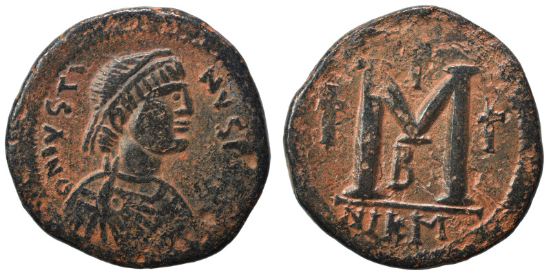 Justin I, 518-527. Follis (bronze, 15.91 g, 33 mm), Nicomedia. D N IVSTINVS P[…]...