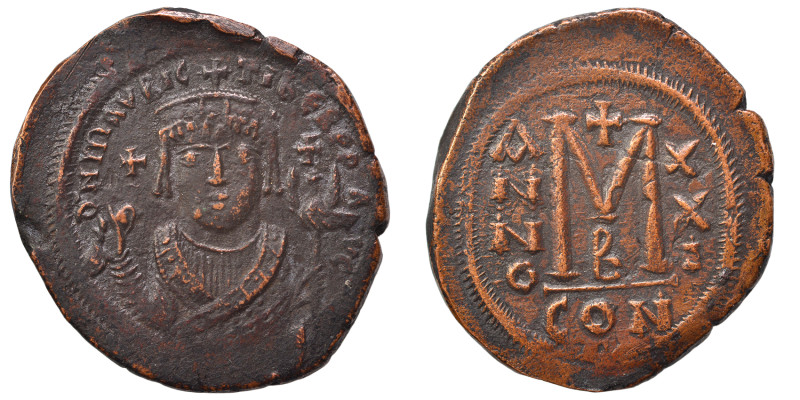 Maurice Tiberius. 582-602. Follis (bronze, 12.39 g, 33 mm), Constantinople. D N ...