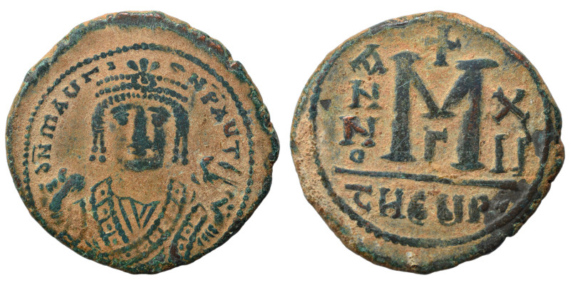 Maurice Tiberius, 582-602. Follis (bronze, 11.06 g, 30 mm), Theoupolis (Antioch)...