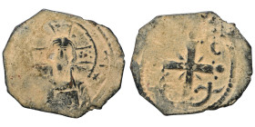 Anonymous, time of Nicephorus III, 1078-1081. Follis (bronze, 3.44 g, 24 mm). Facing bust of Christ Pantokrator; c/m. Rev. Latin cross with central X ...
