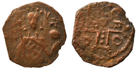 Alexius I Comnenus, 1081-1118. Tetarteron (bronze, 1.41 g, 19 mm), Constantinople. Nimbate bust of emperor facing. Rev. Jeweled cross with C-Φ / M-Δ. ...