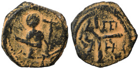 CRUSADERS. Principality of Antioch. Tancred, regent, 1101-1112. Follis (bronze, 3.41 g, 20 mm). St. Peter standing facing, raising his right hand in b...