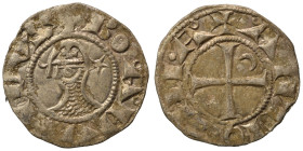 CRUSADERS. Principality of Antioch. Bohémond III, 1163-1201. Denier (silver, 0.90 g, 17 mm). +BOAMVNDVS Helmeted head of a knight to left flanked by c...