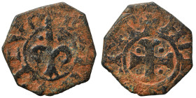 CRUSADERS. Principality of Antioch. Bohémond IV-V, 1233-1251. Pougeoise (bronze, 1.12 g, 17 mm). Fleur-de-lis. Rev. Cross pattee. Nearly very fine.