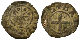 CRUSADERS, County of Tripoli. Bohémond V. 1233-1251. BI Denier (billon, 0.47 g, 14 mm). +BAM[…]S Cross pattée; triple pellets in second quarter. Rev. ...