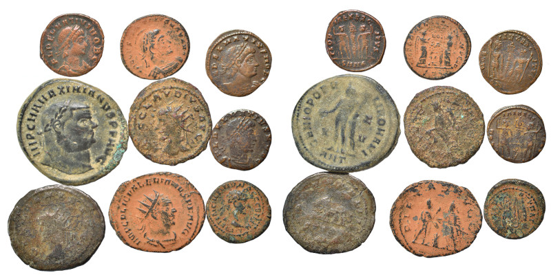 Group lot of 9, mostly Roman imperial coins. F-VF. As seen, no return.