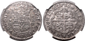 Europe » Spain » Spanish Colonial
Spain 1736 S AP, 2 R. Graded MS 62 by NGC-Smooth and lustrous surfaces, attractive old cabinet toning.