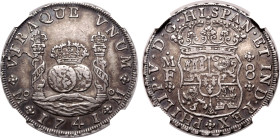 Europe » Spain » Spanish Colonial » Mexico
Mexico 1741 MO MF, 8 R. Graded XF 45 by NGC-Attractive appearance.