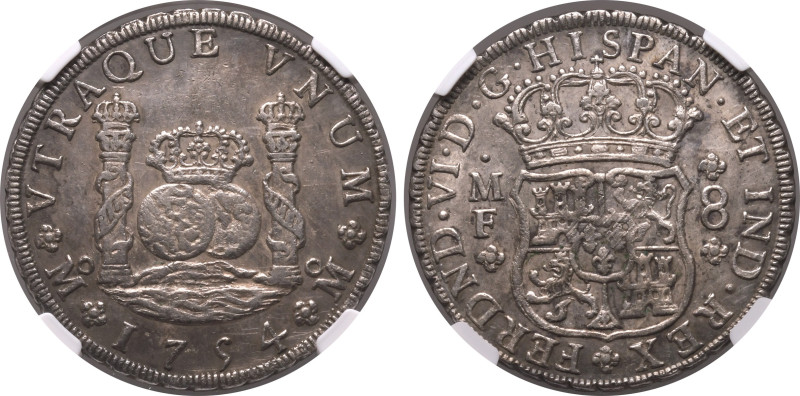 Europe » Spain » Spanish Colonial » Mexico
Mexico 1754 MO MF, 8 R., Same Crowns...