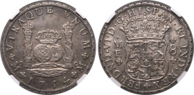 Europe » Spain » Spanish Colonial » Mexico
Mexico 1754 MO MF, 8 R., Same Crowns. Graded AU 55 by NGC-Some lustre shows through