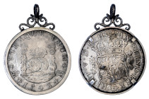 Europe » Spain » Spanish Colonial » Mexico
Mexico 1743 MF, 8 Reales-Ex shipwreck coin mounted on a bezel.