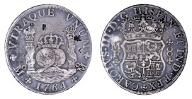 Europe » Spain » Spanish Colonial » Mexico
Mexico 1764 MF, 8 Reales, AVF condition-AVF . Details, chopmarks and cleaned.