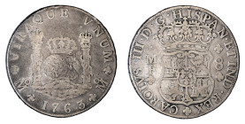 Europe » Spain » Spanish Colonial » Mexico
Mexico 1763 MF, 8 Reales, Fine condition-Fine condition.