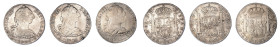 Europe » Spain » Spanish Colonial » Mexico
Spanish Colonial Mexico, 3 coin lot, 1776-1788, 8 Reales. Lower grade. 8 Reales 1776, Fm 8 Reales 1783, FF...