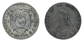 Americas » Ecuador
Ecuador 1857 GJ, 4 Reales. Very Fine condition-Ecuador 1857 GJ, 4 Reales in Very Fine condition