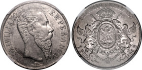 Americas » Mexico
Mexico 1866 MO, 1 Peso. Graded AU 58 by NGC-Well struck with good details; lightly toned lustrous surfaces.