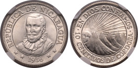 Americas » Nicaragua
Nicaragua 1936, 10 C. Graded MS 65 by NGC-Choice BU; with smooth and crispy lustrous surfaces.