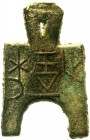 CHINA und Südostasien China Chou-Dynastie 1122-255 v. Chr
Bronze-Spatengeld mit flachem Griff ca. 400/300 v.Chr. "arched foot". Liang 1 Jin. 52 X 33 ...