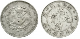CHINA und Südostasien China Qing-Dynastie. De Zong, 1875-1908
Dollar Jahr Chia Chen = 1904. Provinz Kiang-Nan, Mzz. HAH, CH. Yeo. 145a.12.
fast sehr...