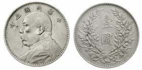 CHINA und Südostasien China Republik, 1912-1949
Dollar (Yuan) Jahr 3 = 1914. Präsident Yuan Shih-kai.
sehr schön, Chopmarks