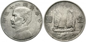 CHINA und Südostasien China Republik, 1912-1949
Dollar (Yuan) Jahr 23 = 1934. sehr schön