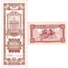 CHINA und Südostasien China Banknoten
2 Stück: 10 Cent, Bank of Communications 1927 Specimen, einseitig gedruckte Rs., perforiert. Vs. nur Kn. 2000 C...