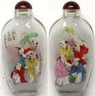 CHINA und Südostasien China Varia
Inside-Snuff-Bottle (Neihua). Glas, Bemalung 4 Personen mit großer Orchidee, daneben Bezeichnung in 3 Zeilen: "Ho ....