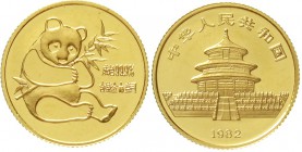 CHINA und Südostasien China Volksrepublik, seit 1949
1/10 Unze Panda GOLD 1982. (ohne Wertangabe). Bambusbär (Großer Panda).
fast Stempelglanz, kl. ...