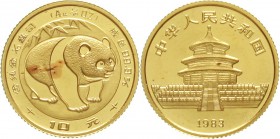 CHINA und Südostasien China Volksrepublik, seit 1949
10 Yuan GOLD 1983. Panda. 1/10 Unze Feingold.
Stempelglanz, rote Flecken