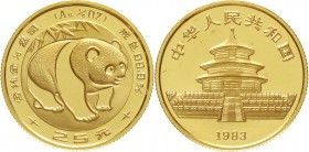 CHINA und Südostasien China Volksrepublik, seit 1949
25 Yuan GOLD 1983 Panda. 1/4 Unze Feingold.
Stempelglanz