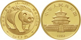 CHINA und Südostasien China Volksrepublik, seit 1949
50 Yuan GOLD 1983. Panda. 1/2 Unze Feingold.
Stempelglanz, kl. Fleck