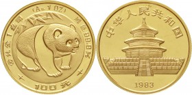 CHINA und Südostasien China Volksrepublik, seit 1949
100 Yuan GOLD 1983 Panda. 1 Unze Feingold.
fast Stempelglanz, winz. Kratzer
