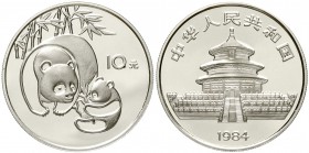CHINA und Südostasien China Volksrepublik, seit 1949
10 Yuan Panda 1984. Panda mit Jungtier.
Polierte Platte, selten