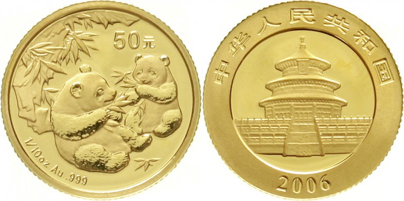 CHINA und Südostasien China Volksrepublik, seit 1949
50 Yuan GOLD 2006. Zwei Pa...